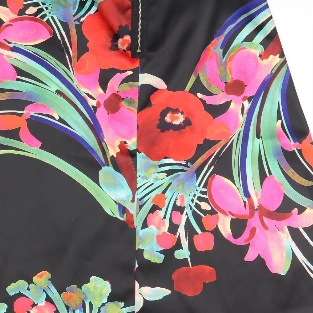m&S Womens Black Floral  Flare Skirt Size 12