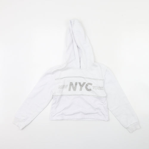 Primark Girls White   Pullover Hoodie Size 9 Years