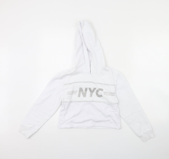 Primark Girls White Pullover Hoodie Size 9 Years