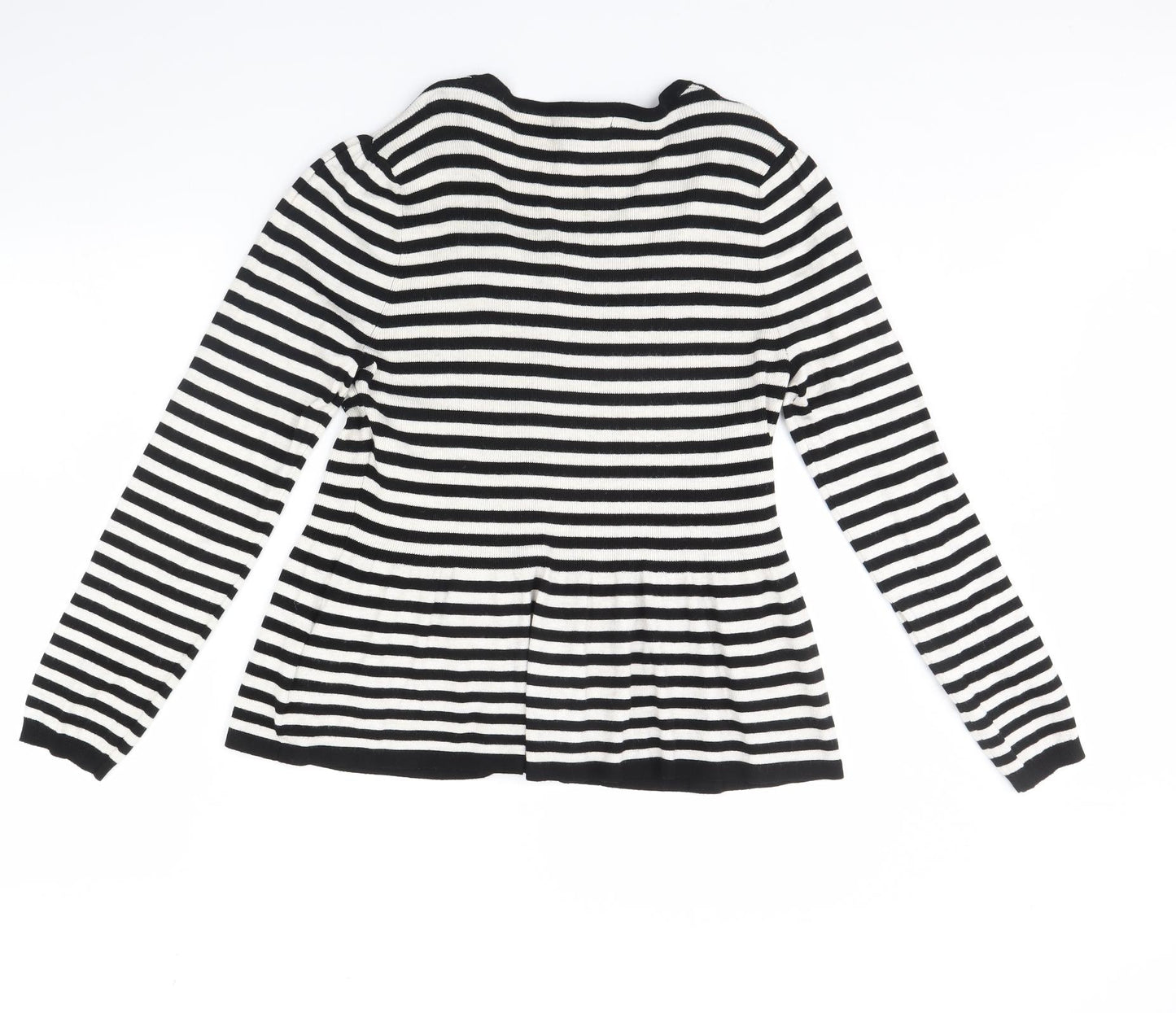 M&s Womens White Striped  Cardigan Jumper Size 16
