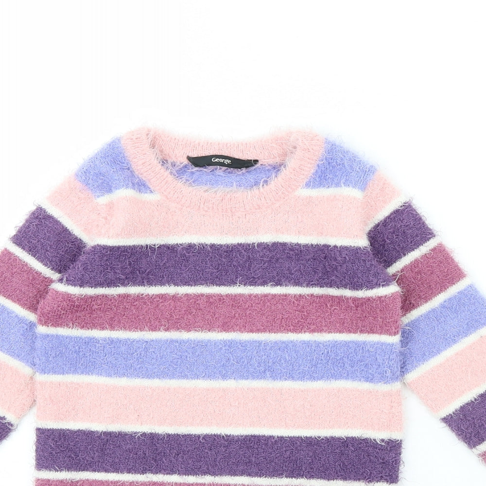 George Girls Blue Striped  Jumper Dress  Size 2 Years