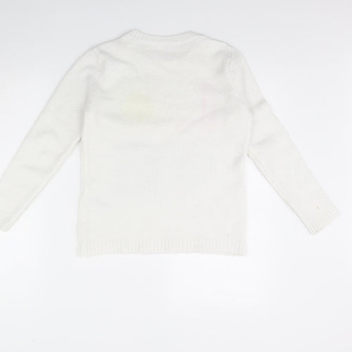 M&Co Girls White   Pullover Jumper Size 9 Years  - LOVE