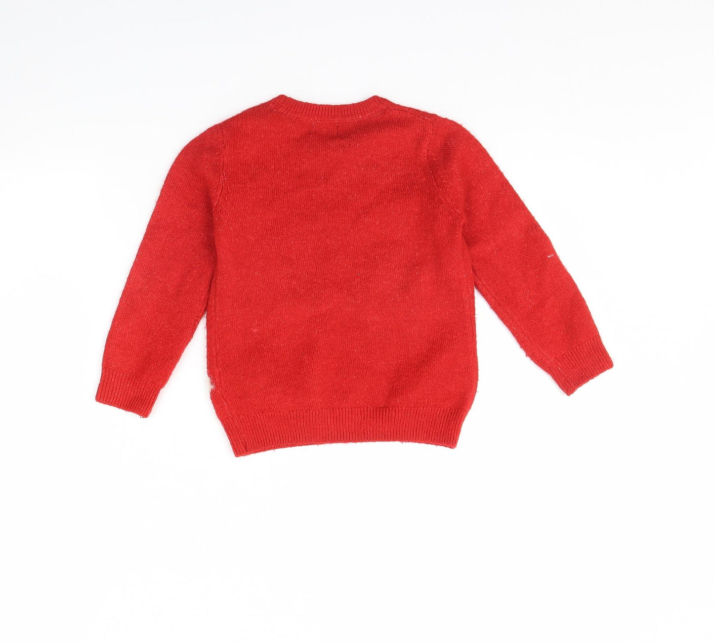 F&F Girls Red   Pullover Jumper Size 3 Years  - Christmas jumper