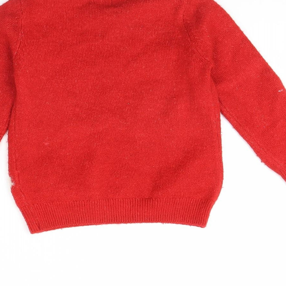 F&F Girls Red   Pullover Jumper Size 3 Years  - Christmas jumper