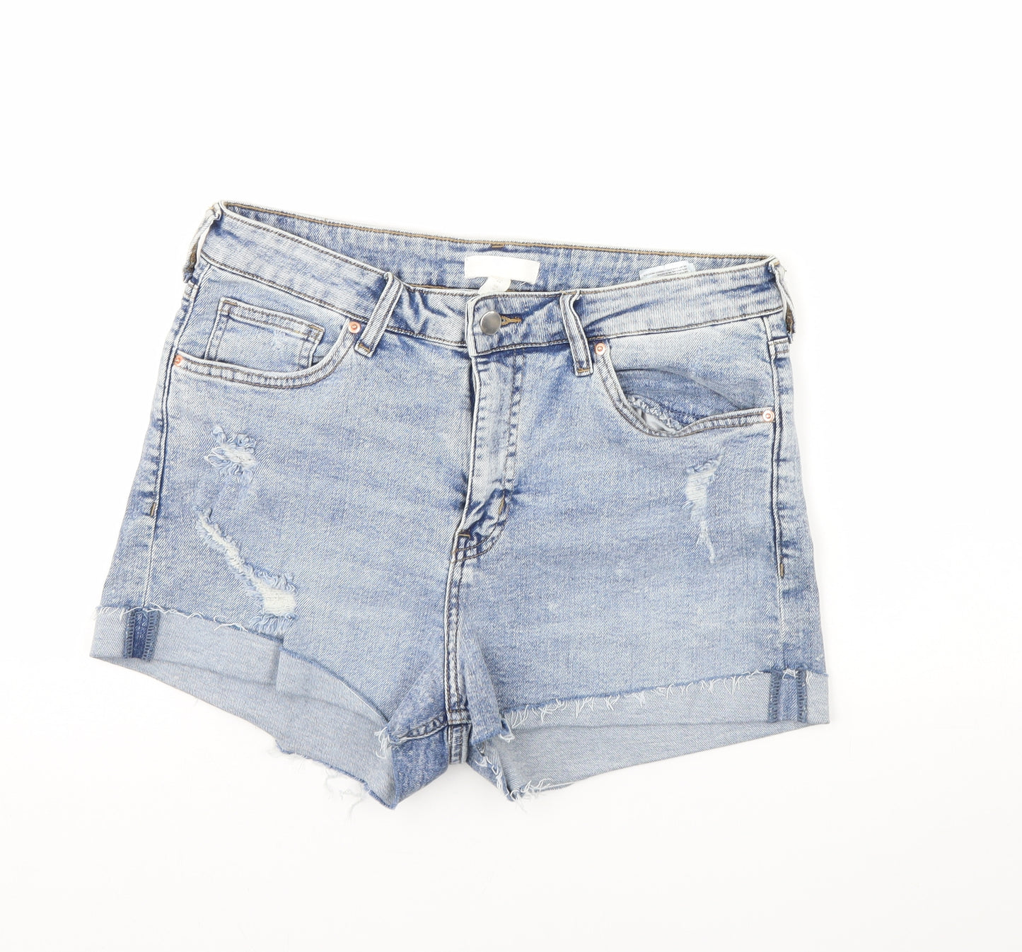 H&M Womens Blue  Denim Cut-Off Shorts Size 14