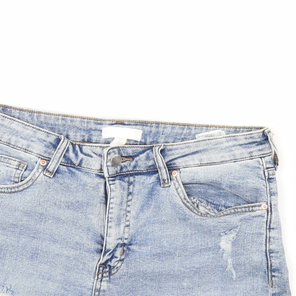 H&M Womens Blue  Denim Cut-Off Shorts Size 14