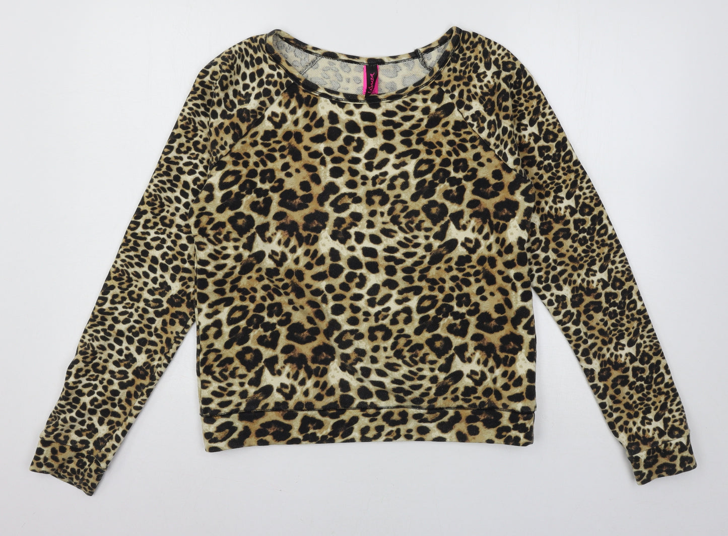 La Sensa Womens Brown Animal Print Jersey Pullover Sweatshirt Size S