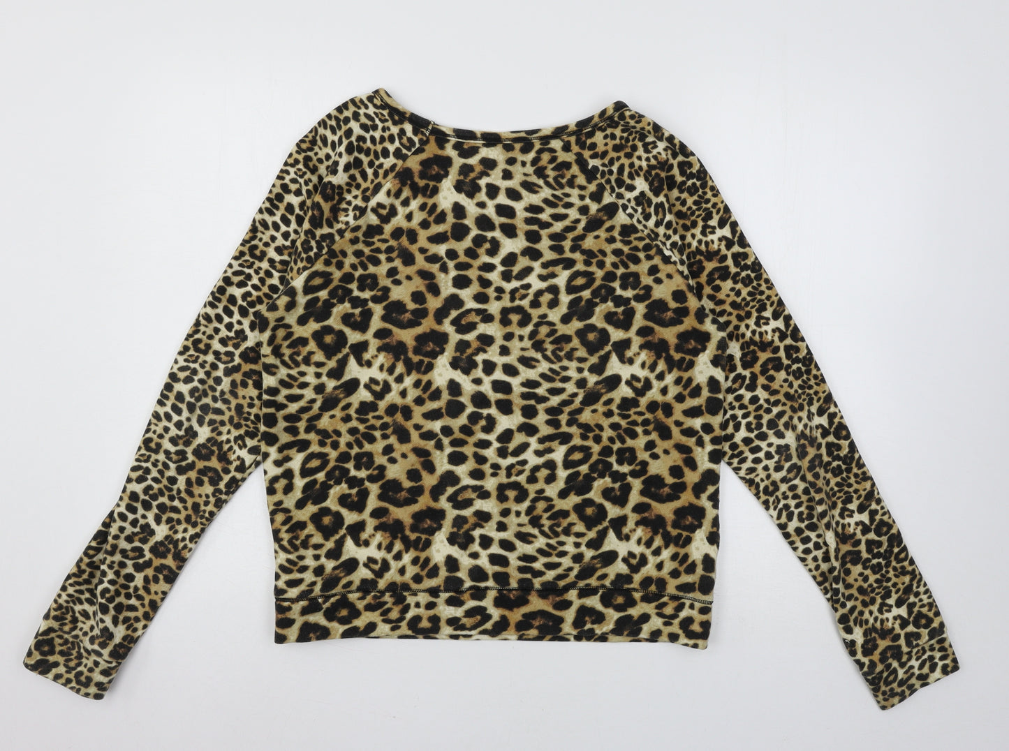 La Sensa Womens Brown Animal Print Jersey Pullover Sweatshirt Size S