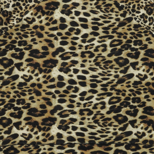 La Sensa Womens Brown Animal Print Jersey Pullover Sweatshirt Size S