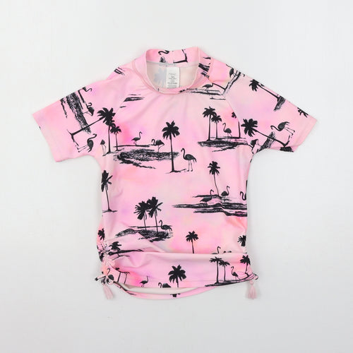 NEXT Girls Pink Geometric  Basic T-Shirt Size 7 Years  - Flamingo