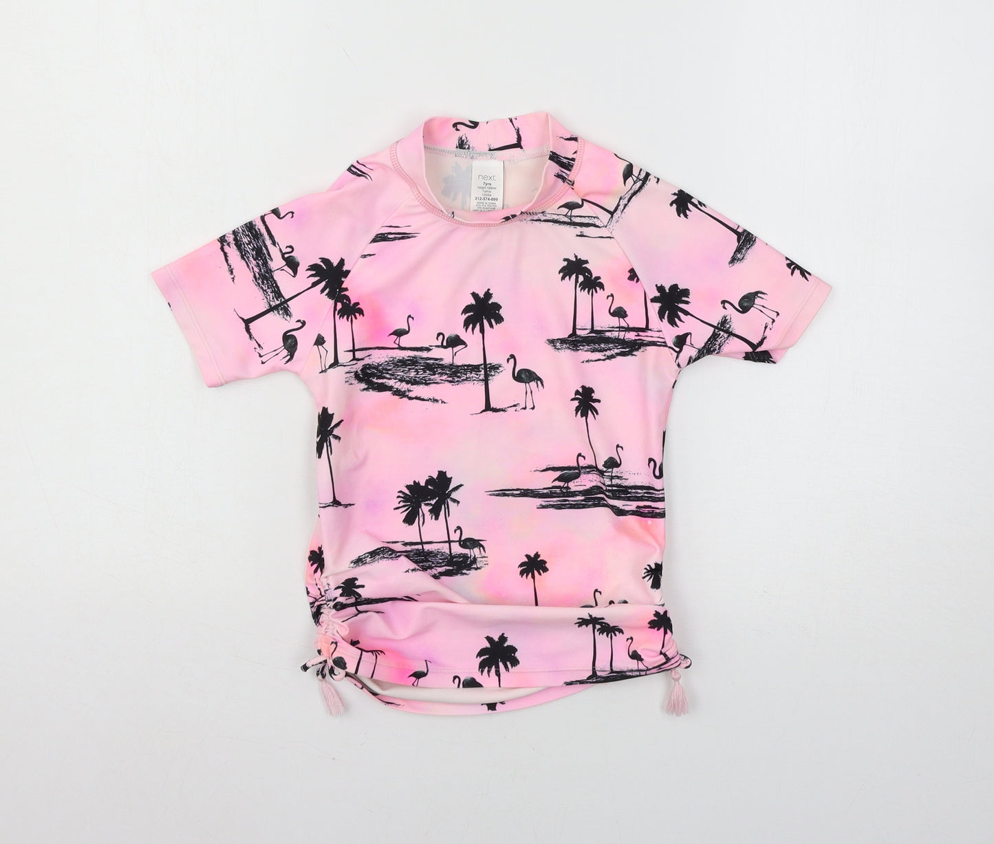 NEXT Girls Pink Geometric  Basic T-Shirt Size 7 Years  - Flamingo