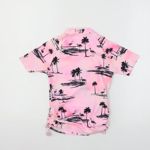 NEXT Girls Pink Geometric  Basic T-Shirt Size 7 Years  - Flamingo