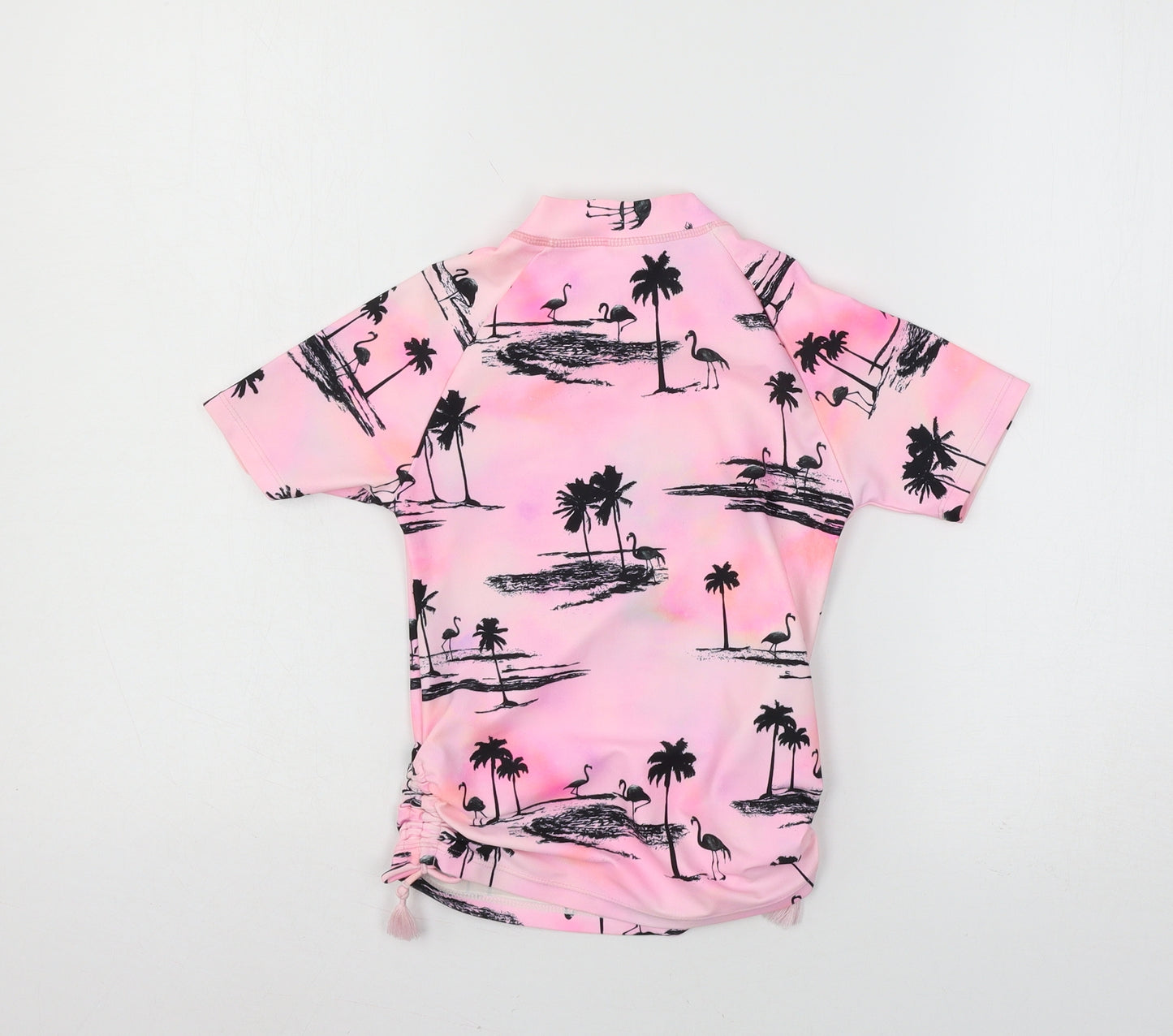 NEXT Girls Pink Geometric  Basic T-Shirt Size 7 Years  - Flamingo