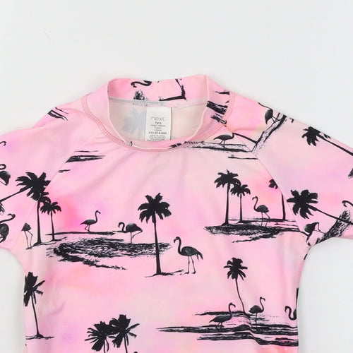 NEXT Girls Pink Geometric  Basic T-Shirt Size 7 Years  - Flamingo
