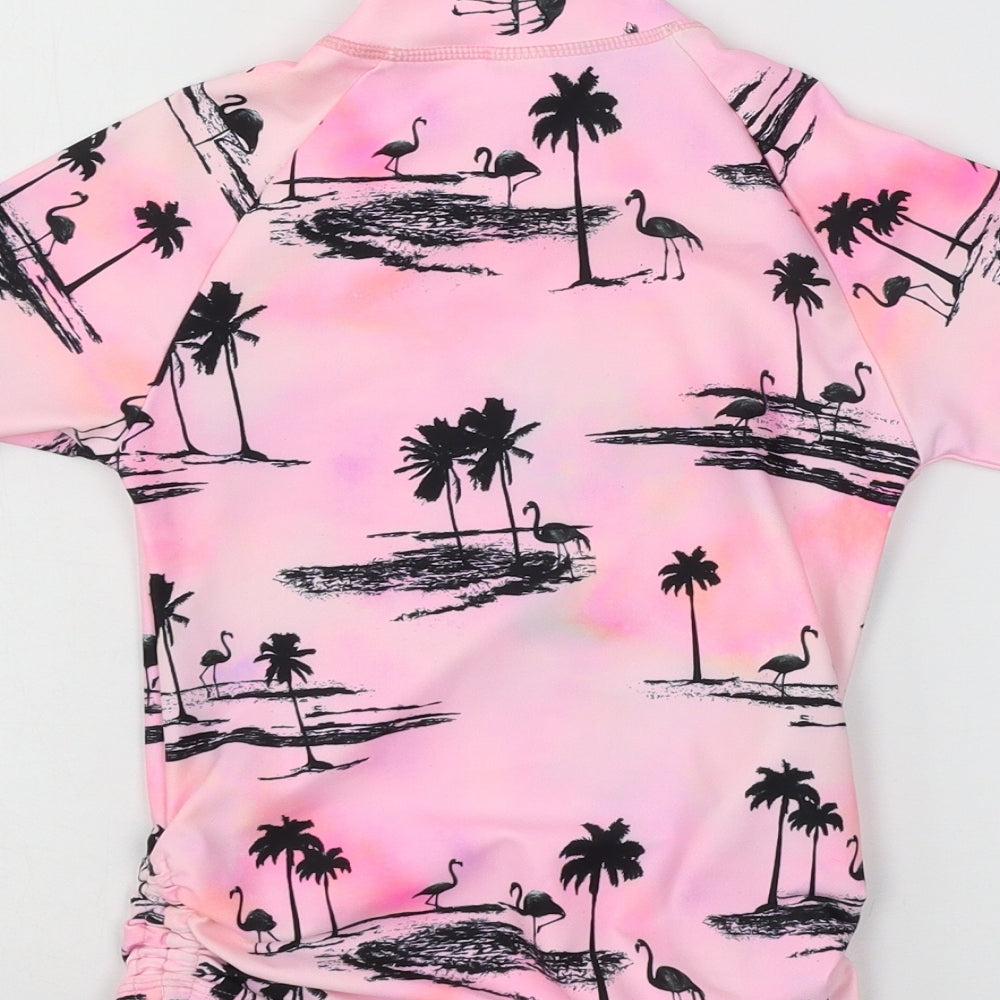 NEXT Girls Pink Geometric  Basic T-Shirt Size 7 Years  - Flamingo