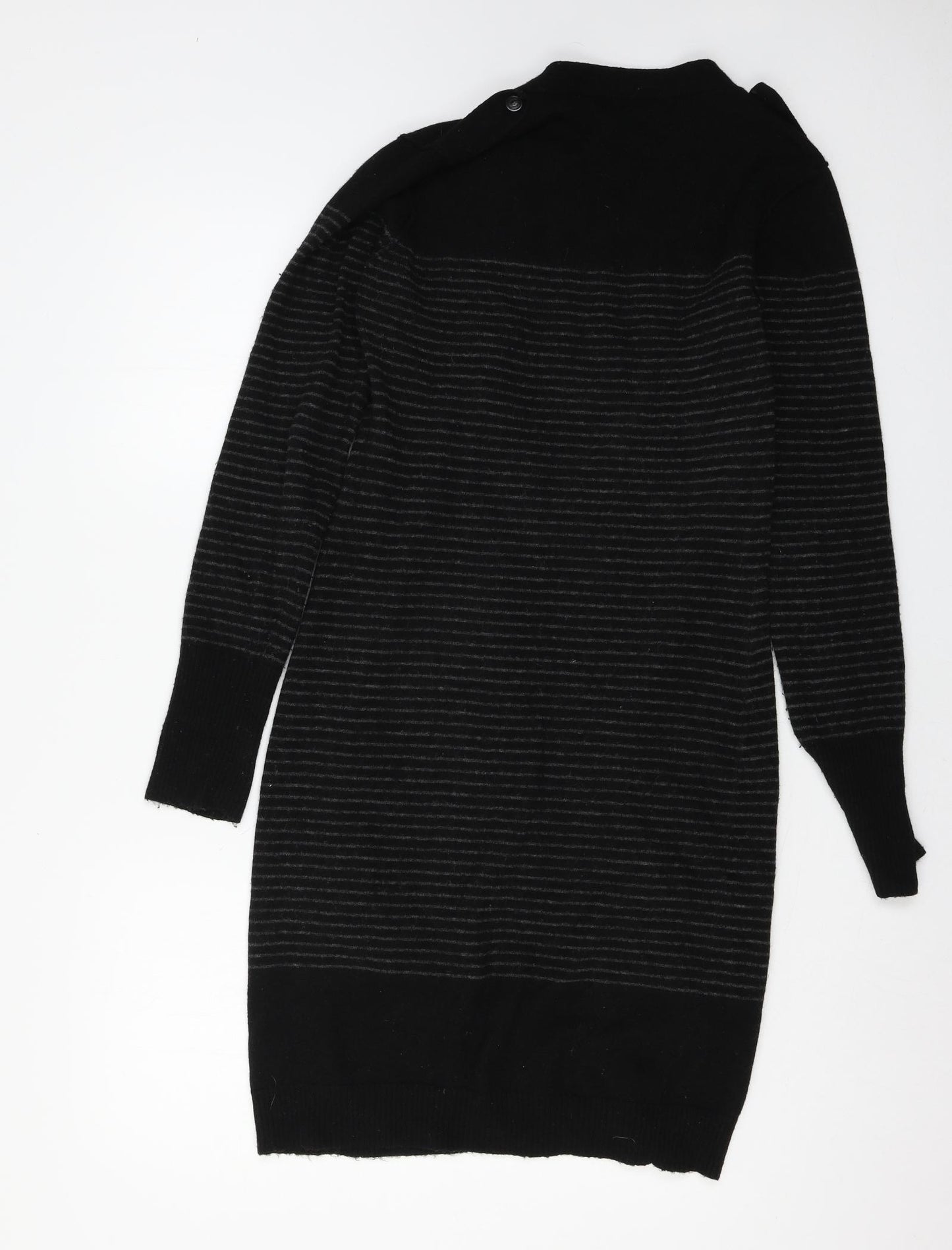 NEXT Womens Black Striped Knit Cardigan Jumper Size 10