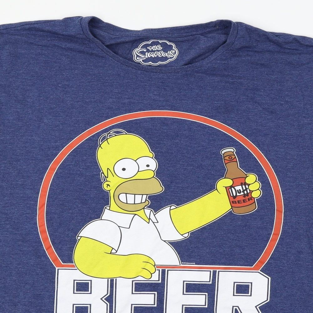 The Simpsons Mens Blue  Jersey  T-Shirt Size 3XL  - Homer
