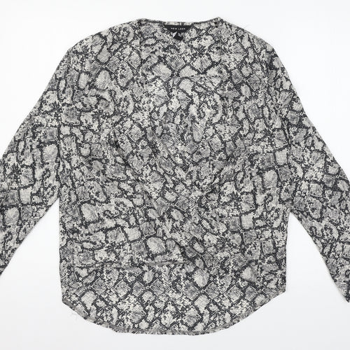 New Look Womens Grey Animal Print  Basic Blouse Size 6