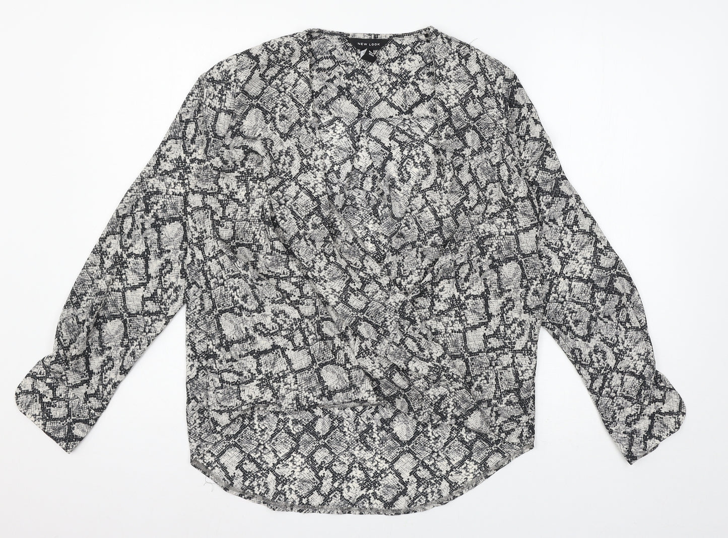 New Look Womens Grey Animal Print  Basic Blouse Size 6