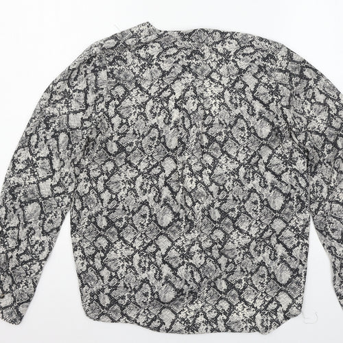 New Look Womens Grey Animal Print  Basic Blouse Size 6