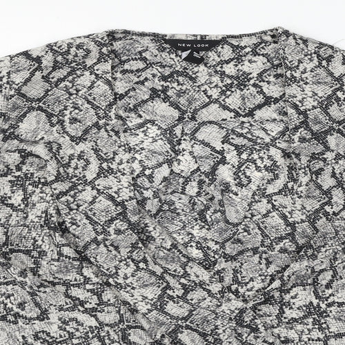 New Look Womens Grey Animal Print  Basic Blouse Size 6