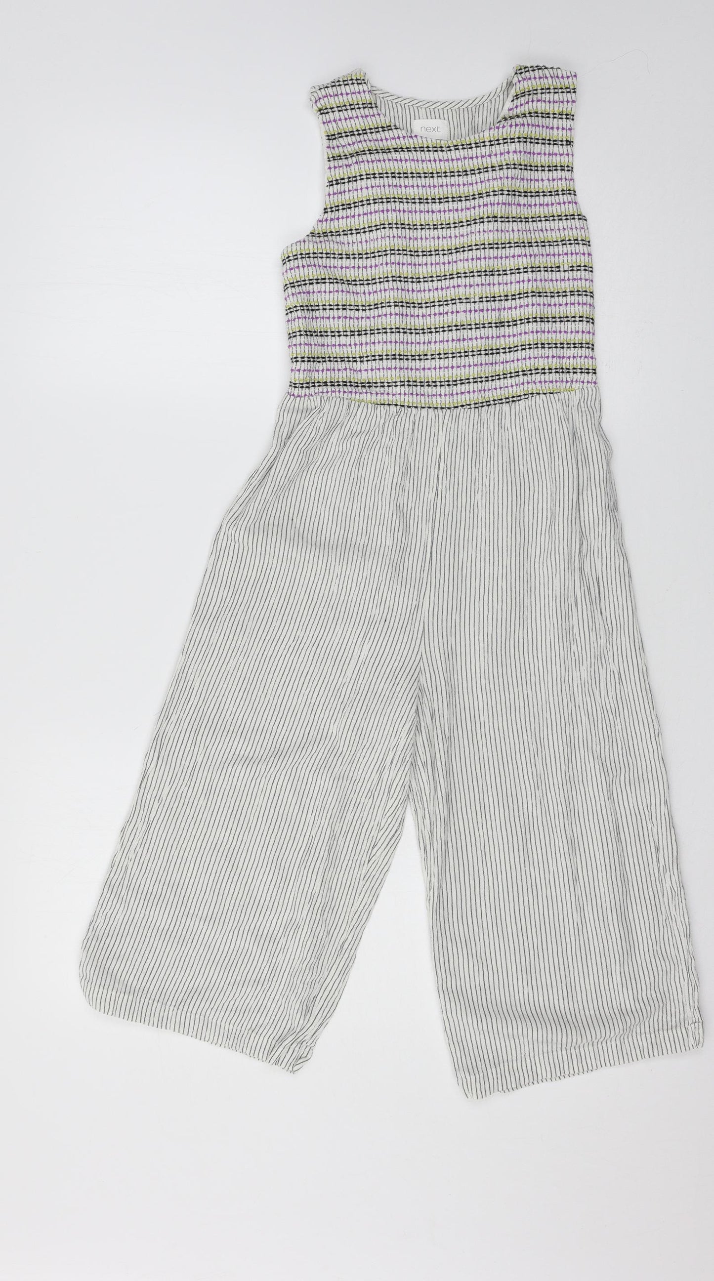 NEXT Girls White Striped  Jumpsuit One-Piece Size 9 Years