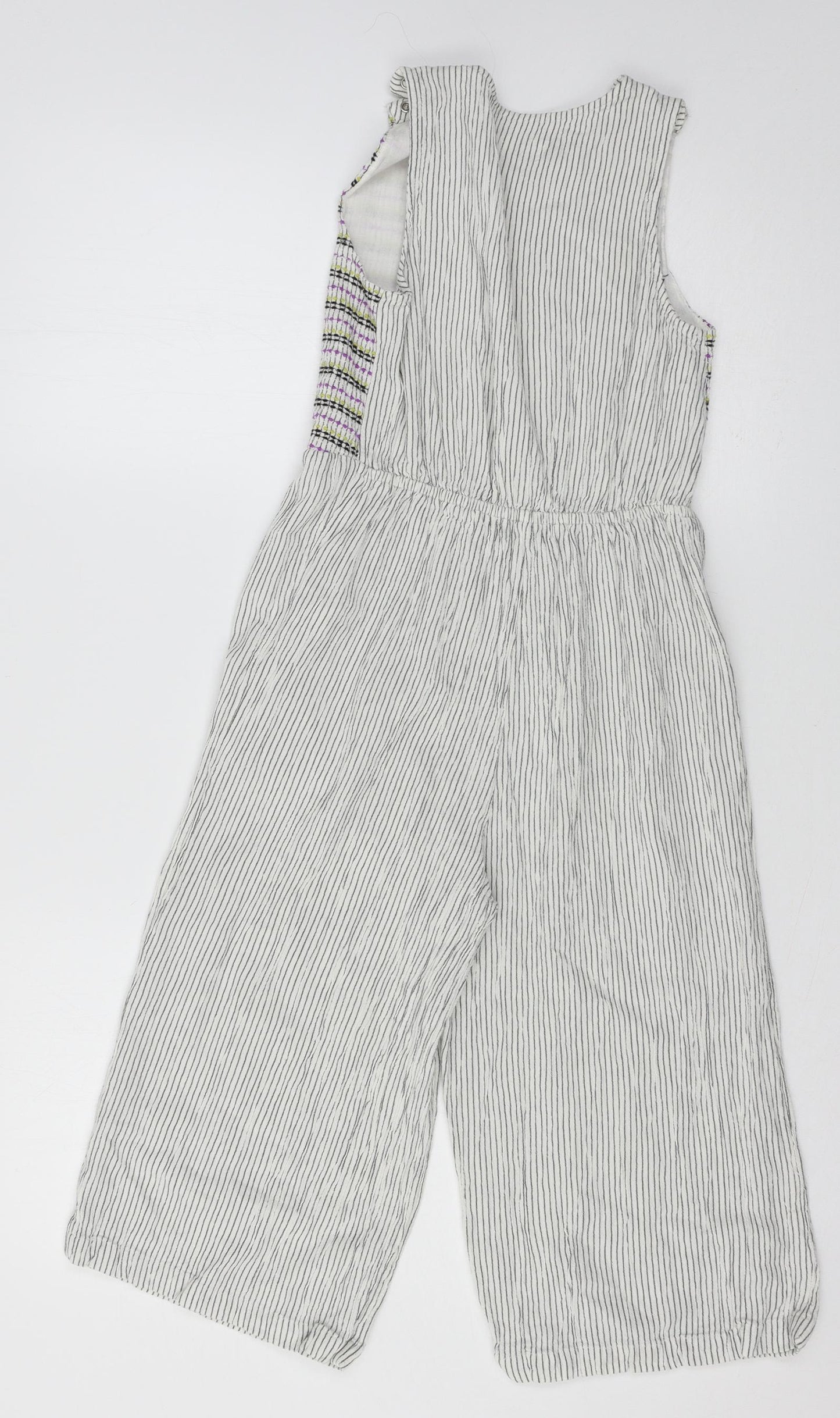 NEXT Girls White Striped  Jumpsuit One-Piece Size 9 Years