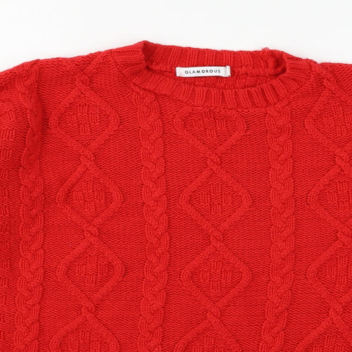 Glamourous Womens Red  Knit Pullover Jumper Size 8