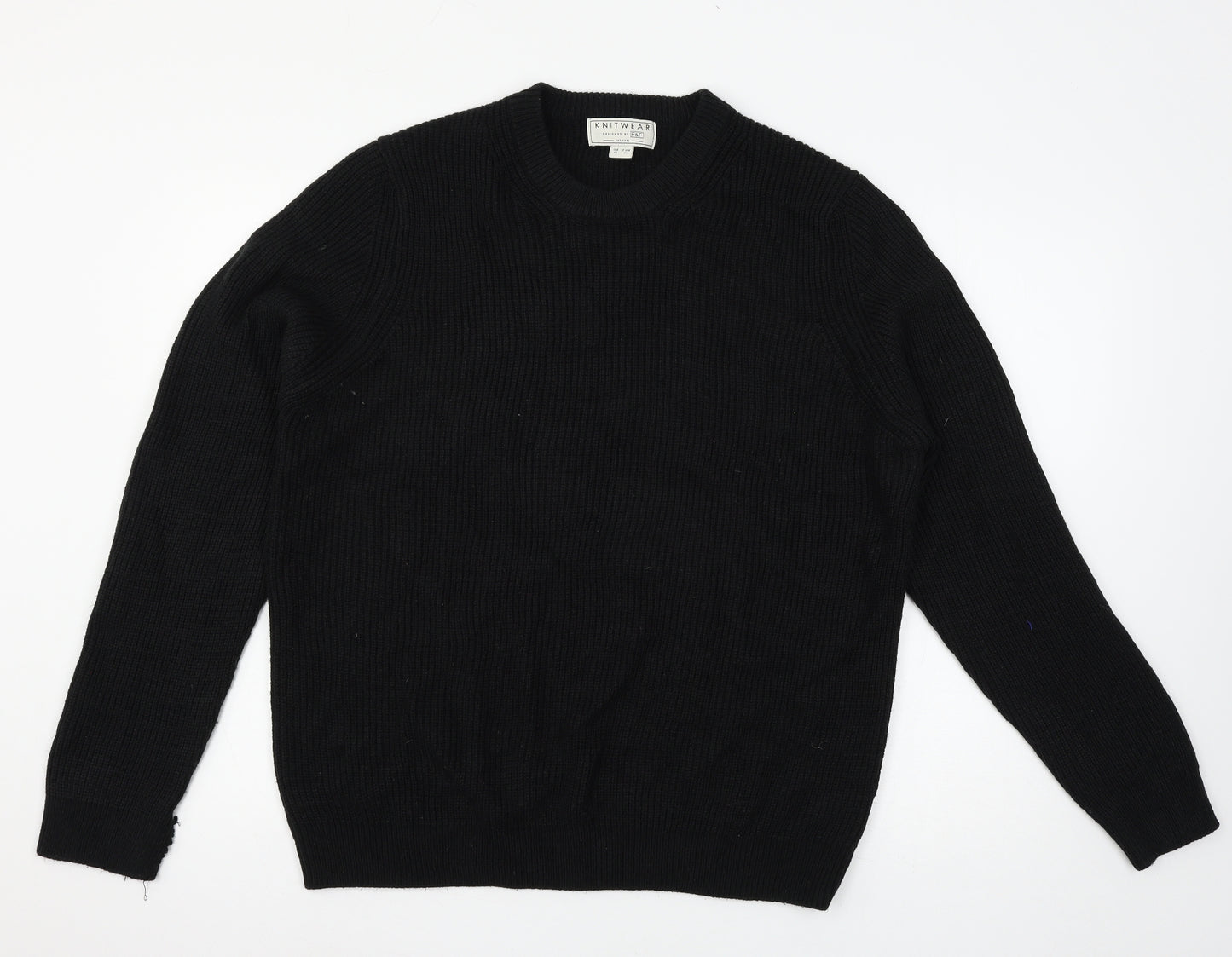 F&F Mens Black  Knit Pullover Jumper Size XL