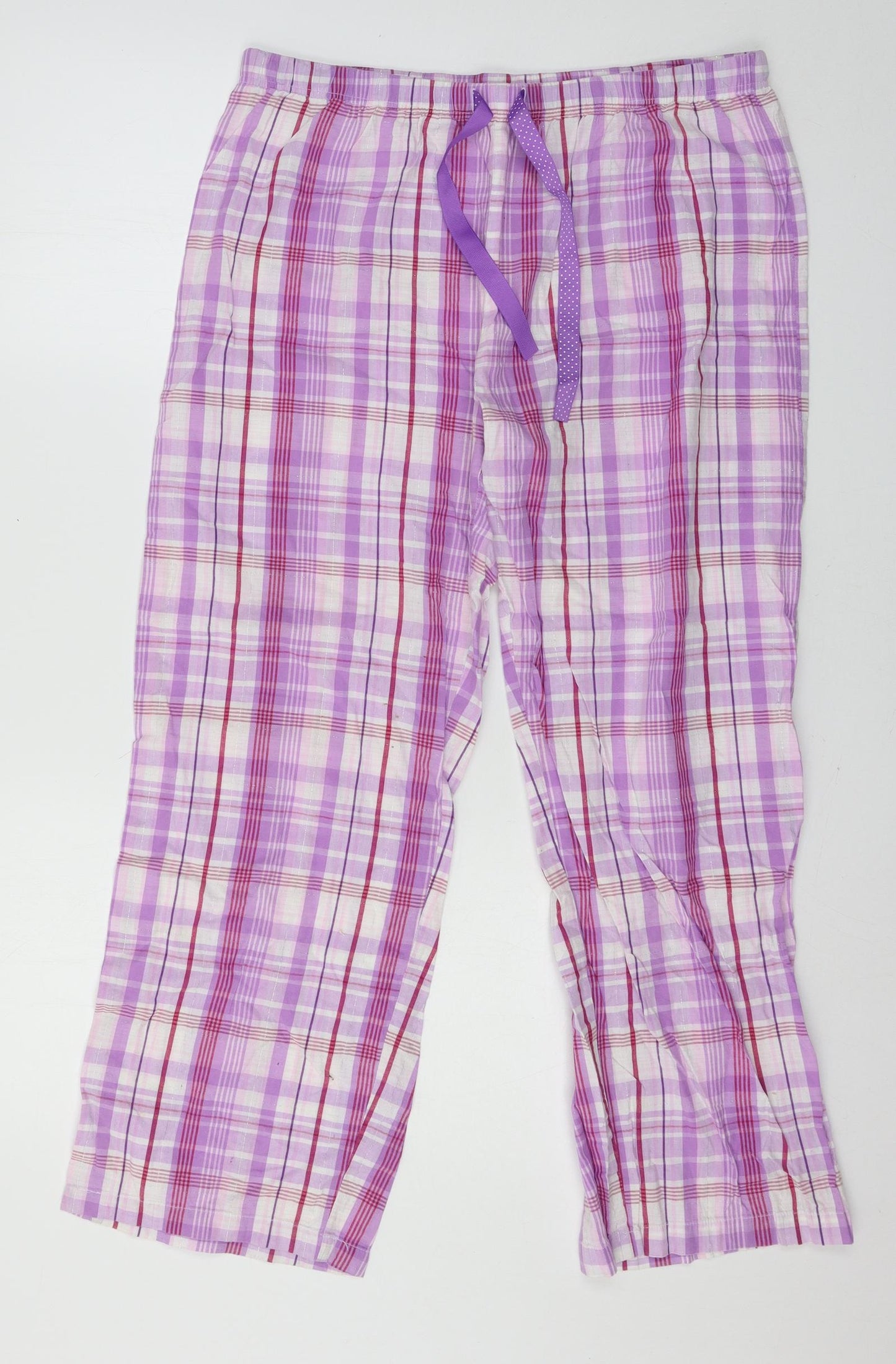 Preworn Womens Purple Plaid  Cami Pyjama Pants Size 14