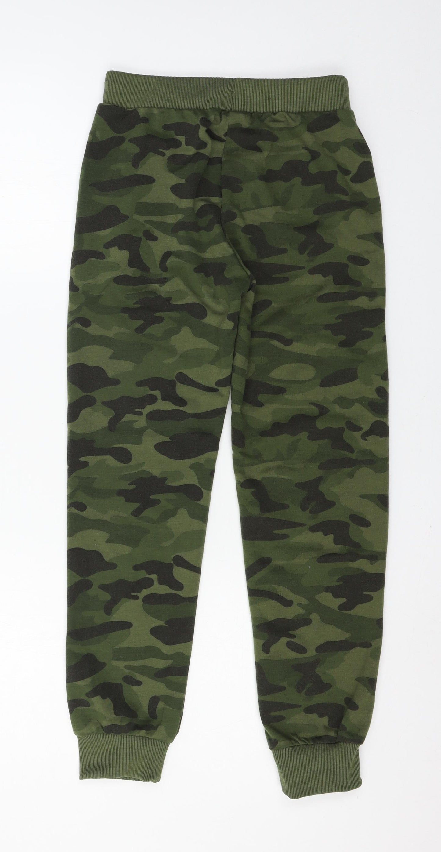Preworn Boys Green Camouflage Jersey Jogger Trousers Size 12 Years