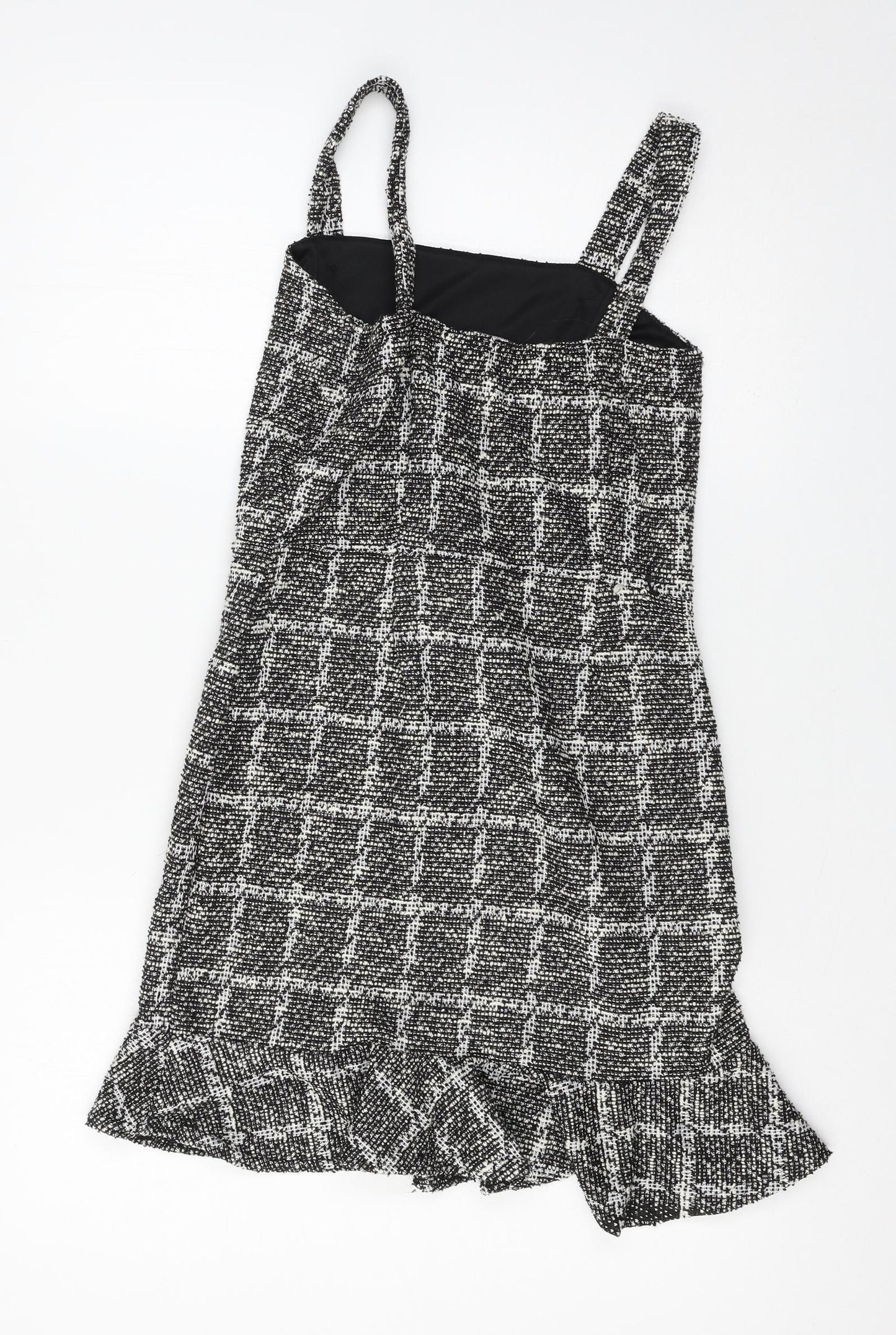 Quiz Womens Black Check  Pinafore/Dungaree Dress  Size 8