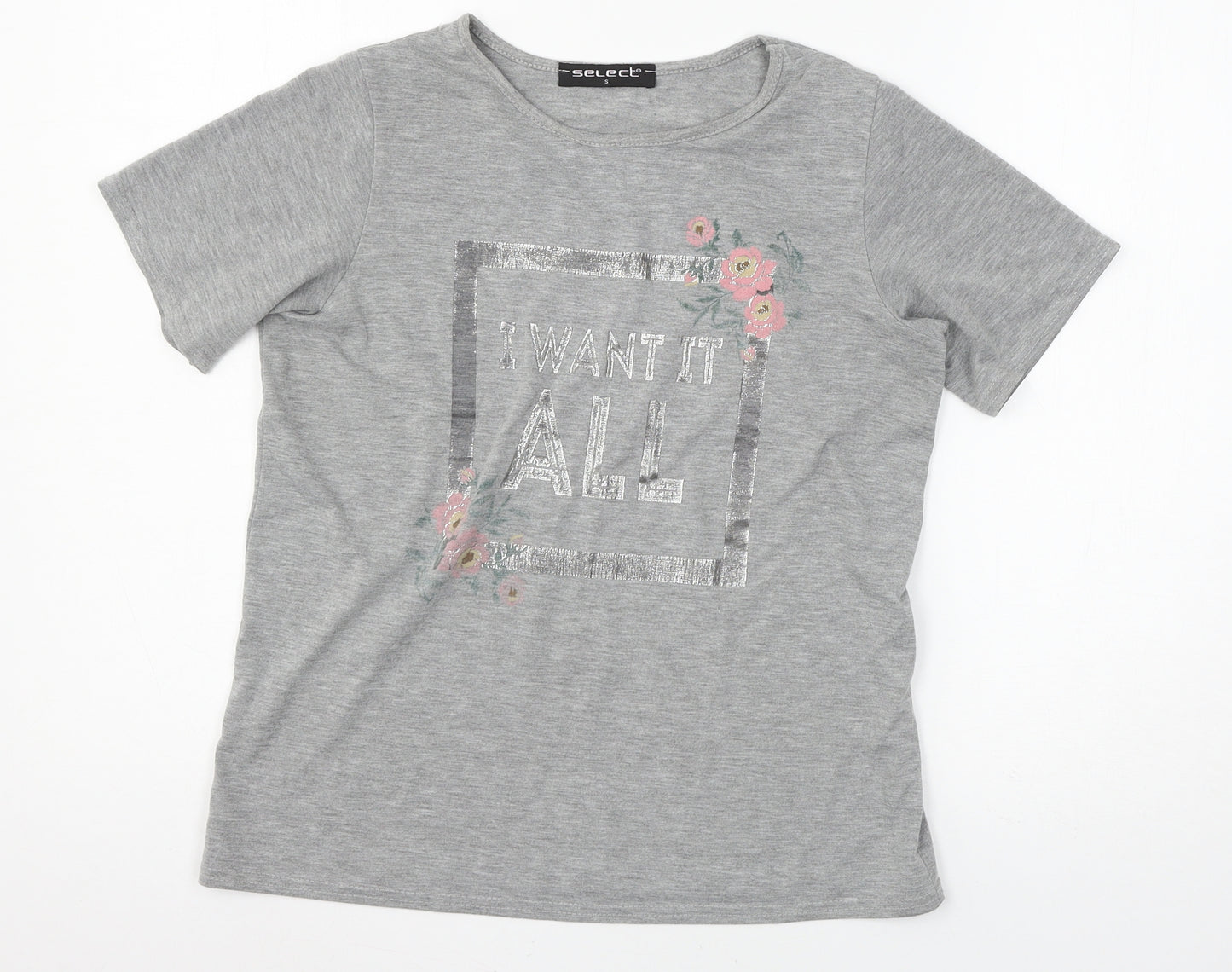 Select Womens Grey  Jersey Basic T-Shirt Size S  - I Want it all