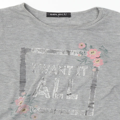 Select Womens Grey  Jersey Basic T-Shirt Size S  - I Want it all