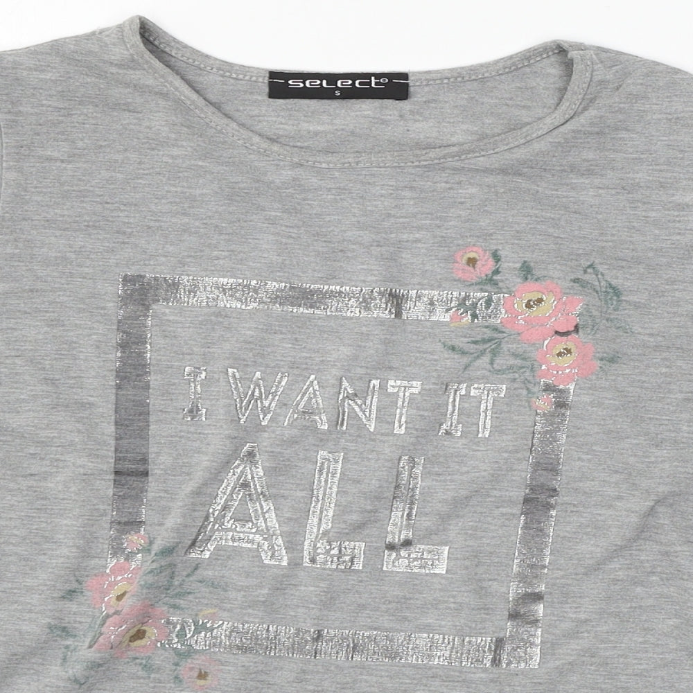 Select Womens Grey  Jersey Basic T-Shirt Size S  - I Want it all