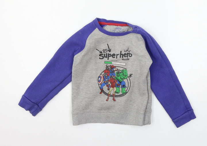 Minnie Minors Boys Grey Jersey Pullover Sweatshirt Size 3-4 Years