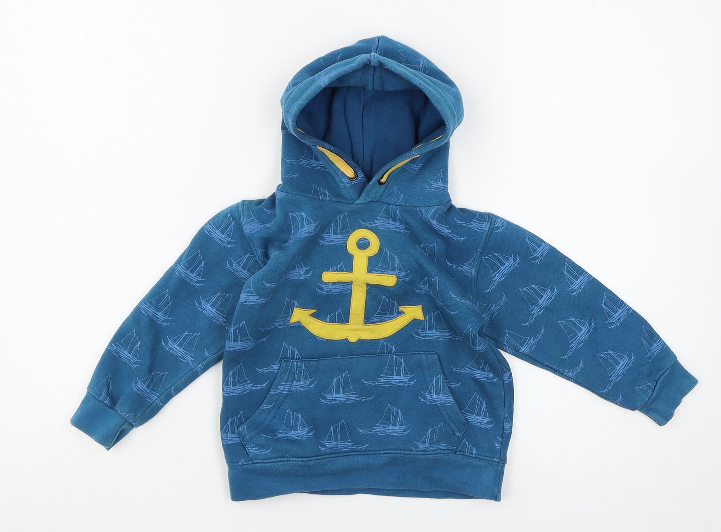 Minnie Minors Boys Blue Geometric Jersey Pullover Hoodie Size 2-3 Years  - Anchor