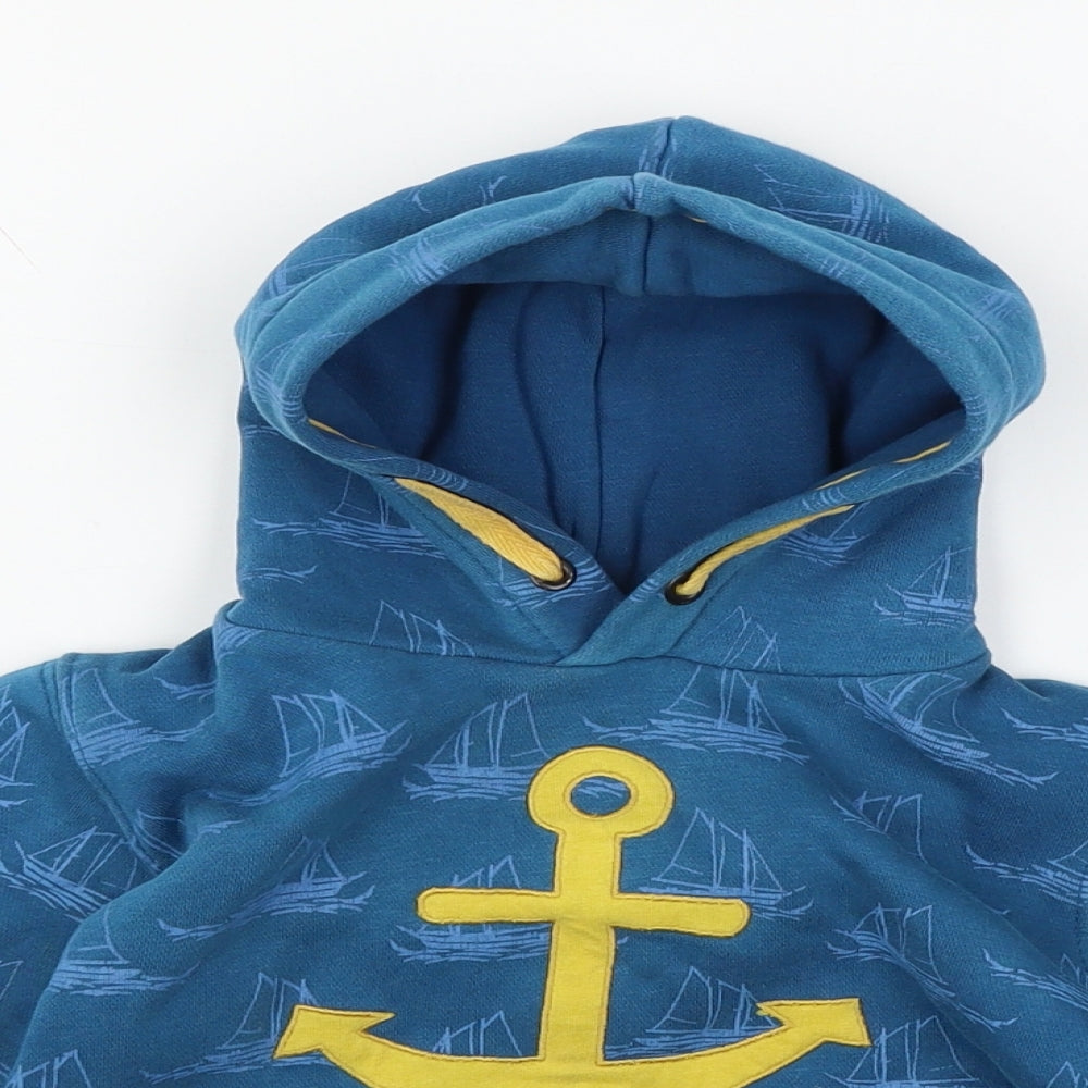 Minnie Minors Boys Blue Geometric Jersey Pullover Hoodie Size 2-3 Years  - Anchor
