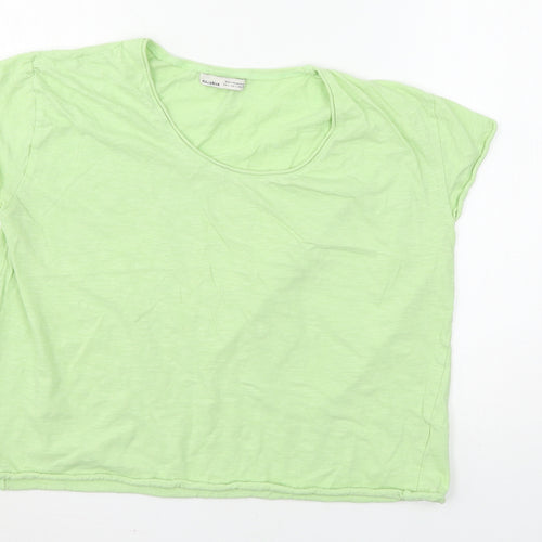 Pull&Bear Womens Green  Jersey Basic T-Shirt Size L