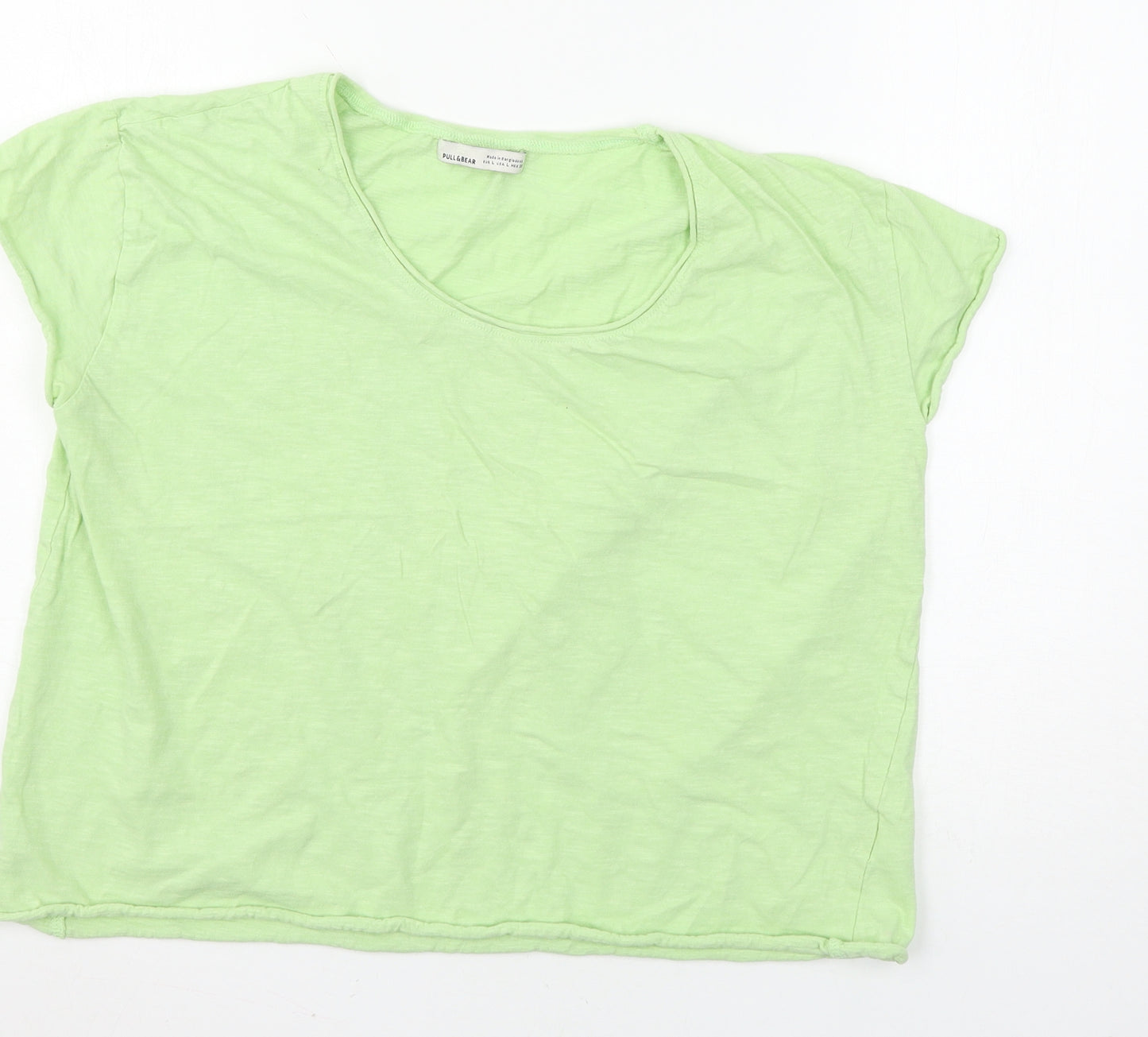 Pull&Bear Womens Green  Jersey Basic T-Shirt Size L
