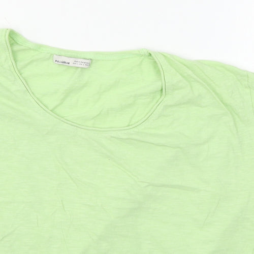 Pull&Bear Womens Green  Jersey Basic T-Shirt Size L