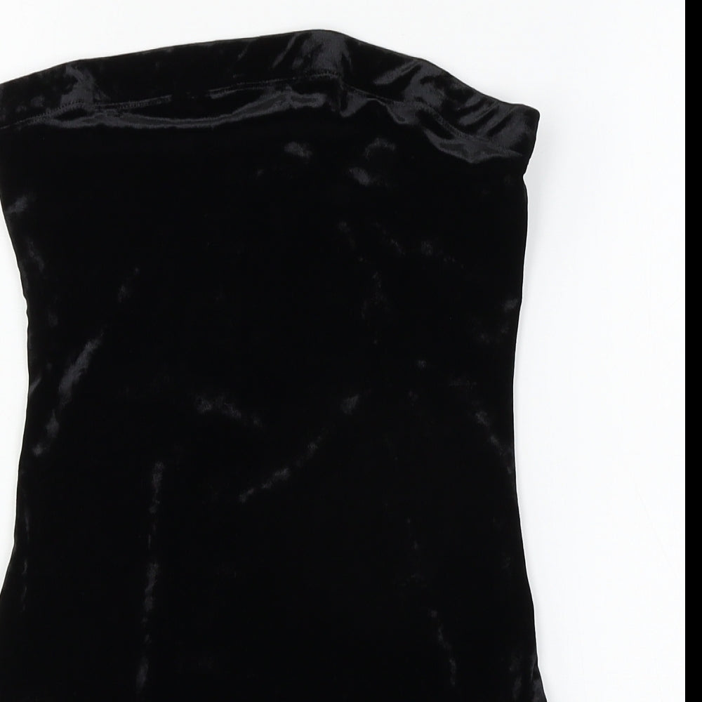 Urban Outfitters Womens Black  Velour Bodysuit One-Piece Size L