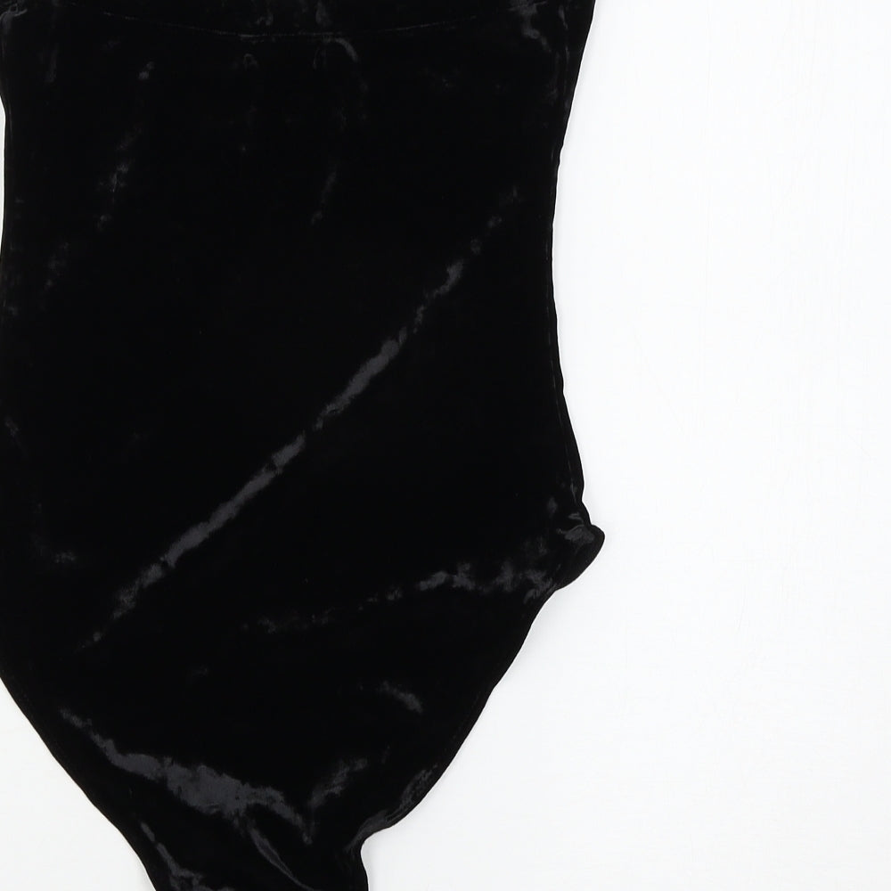 Urban Outfitters Womens Black  Velour Bodysuit One-Piece Size L