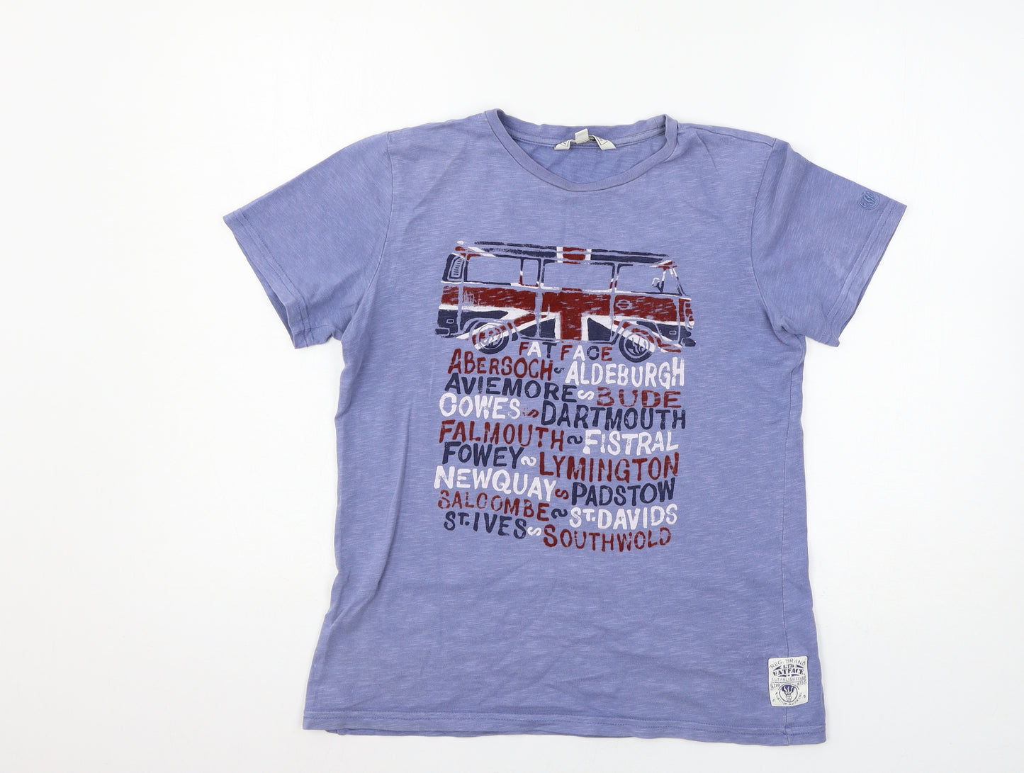Fat Face Boys Blue  Jersey Basic T-Shirt Size 12-13 Years  - Union Jack Bus