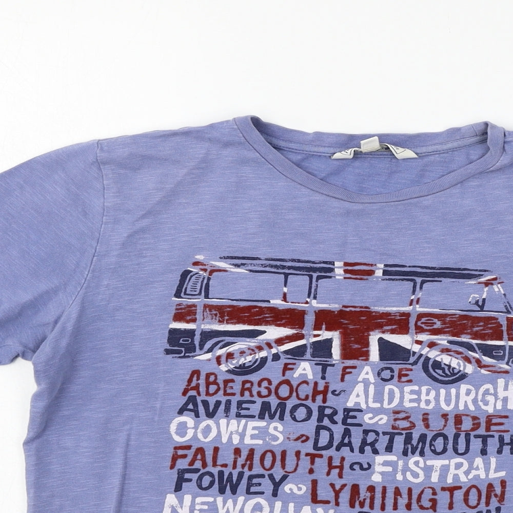 Fat Face Boys Blue  Jersey Basic T-Shirt Size 12-13 Years  - Union Jack Bus