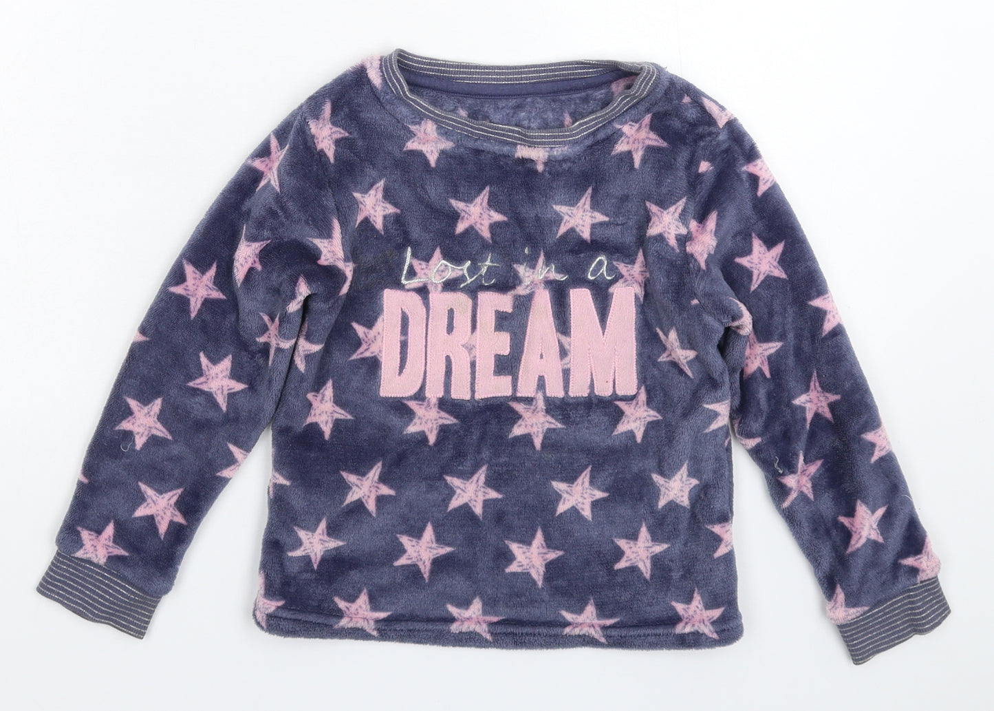 Matalan Girls Multicoloured Geometric Fleece Top Pyjama Top Size 6 Years