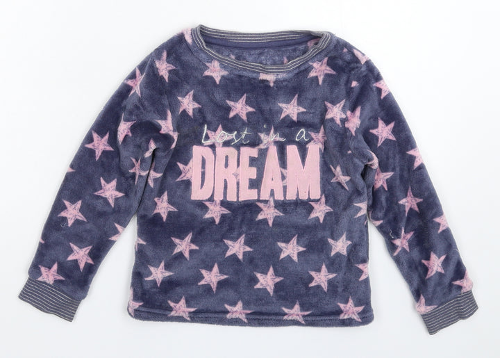 Matalan Girls Multicoloured Geometric Fleece Top Pyjama Top Size 6 Years