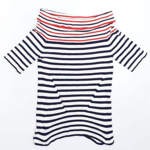 Oasis Womens White Striped Knit Pullover Jumper Size M