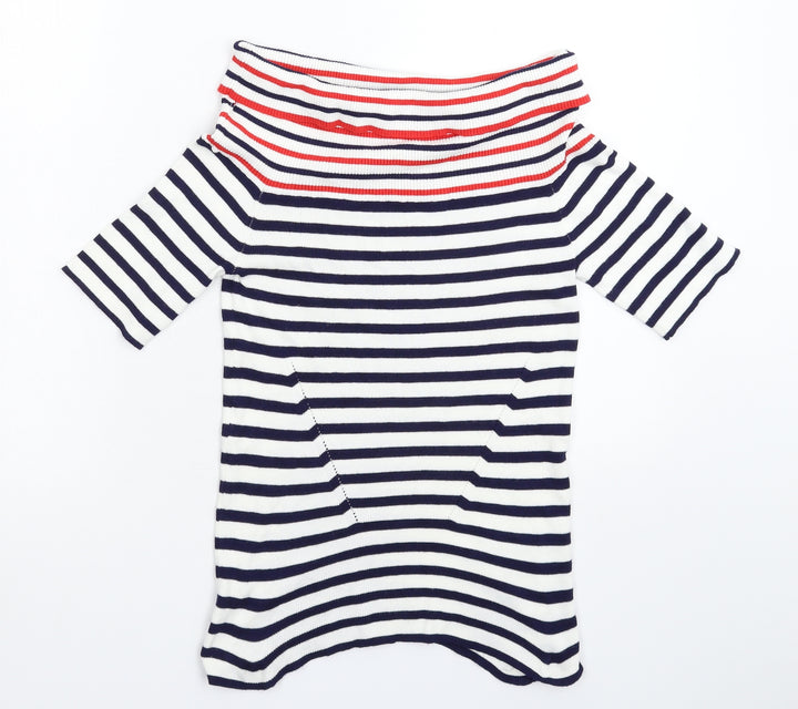 Oasis Womens White Striped Knit Pullover Jumper Size M