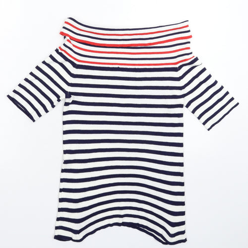 Oasis Womens White Striped Knit Pullover Jumper Size M